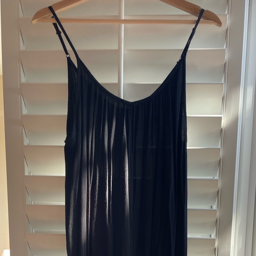 Elegant Black Maxi Cotton/Linen Blend Jumpsuit